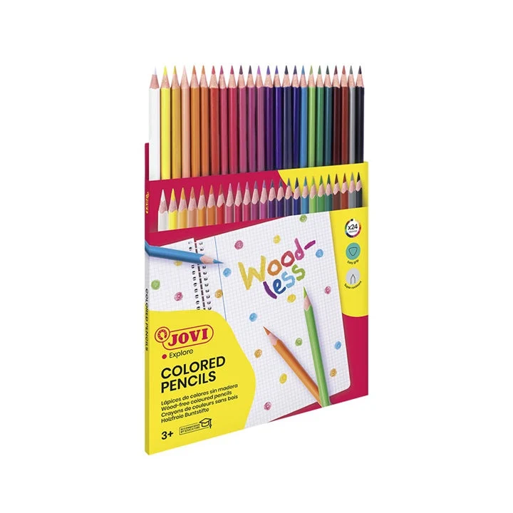 JOVI Triangular Woodless Colored Pencils, Set of 24