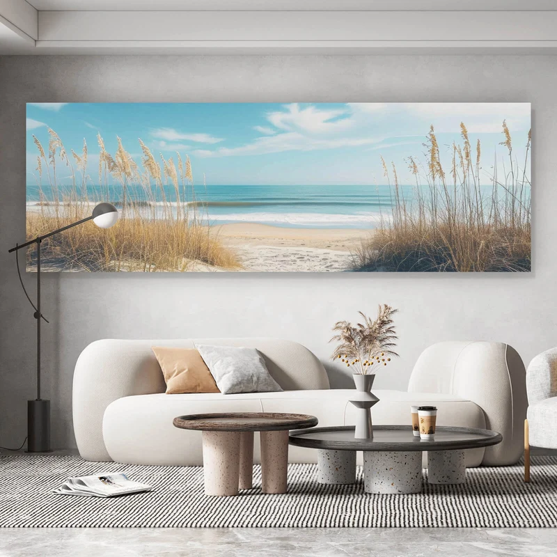 Aluminiumbild gebürstet Atemberaubender Strand mit sanften Wellen Panorama