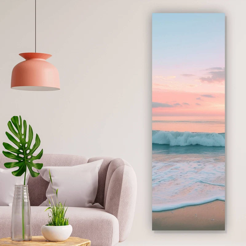 Aluminiumbild gebürstet Beruhigendes Meer am Strand Panorama Hoch