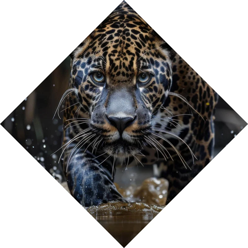Leinwandbild Mächtiger Jaguar im Wasser Raute