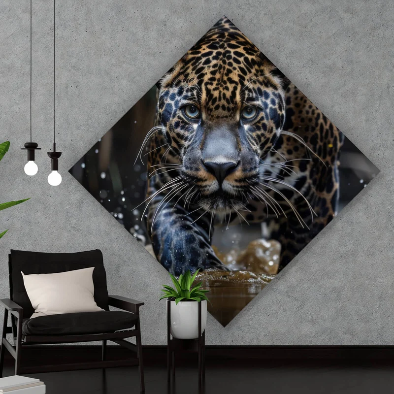 Poster Mächtiger Jaguar im Wasser Raute