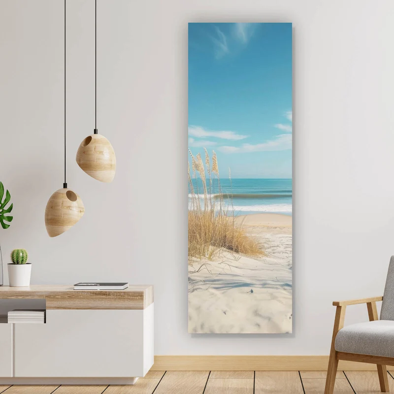 Acrylglasbild Atemberaubender Strand mit sanften Wellen Panorama Hoch
