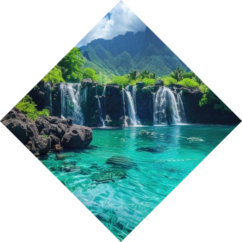 Spannrahmenbild Naturparadies mit Wasserfall Kulisse Raute
