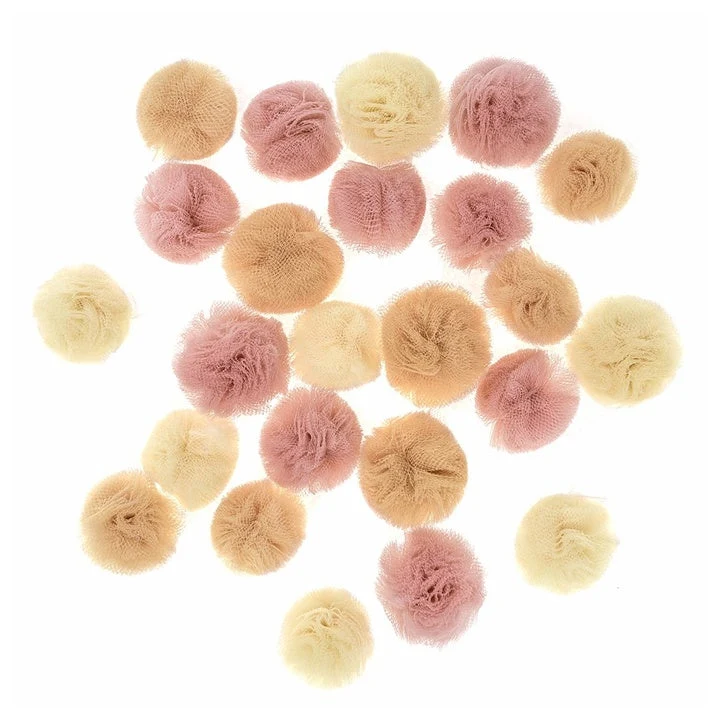 Tulle Pom-Poms for Crafting | Set of 24, Nude Shades
