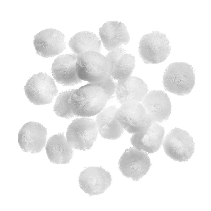Tulle Pom-Poms for Crafting | 24 pcs, White, 2 cm