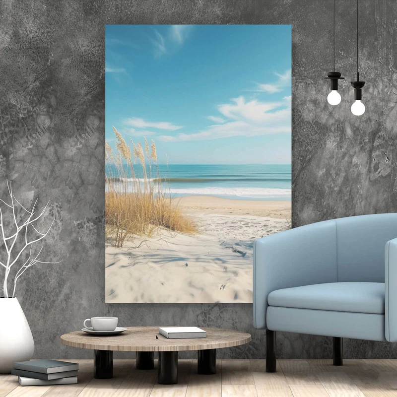 Leinwandbild Atemberaubender Strand mit sanften Wellen Hochformat