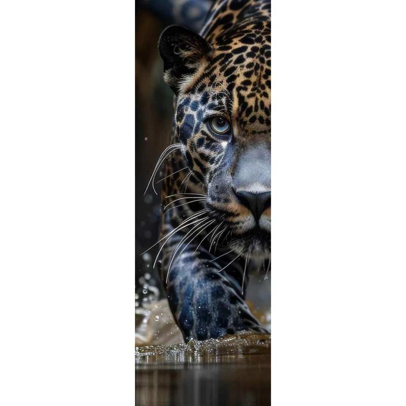 Aluminiumbild Mächtiger Jaguar im Wasser Panorama Hoch