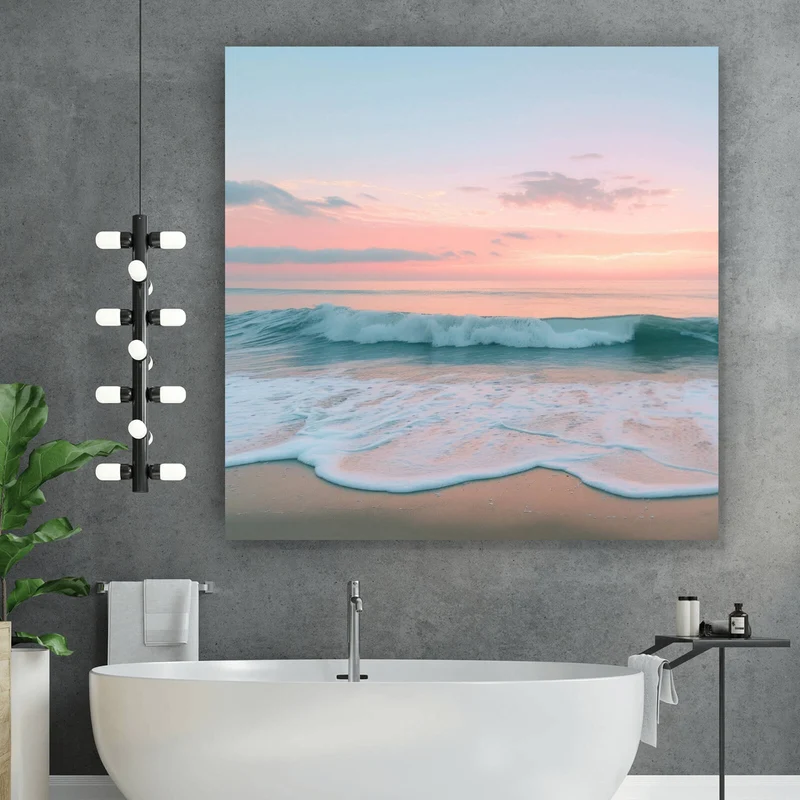 Leinwandbild Beruhigendes Meer am Strand Quadrat