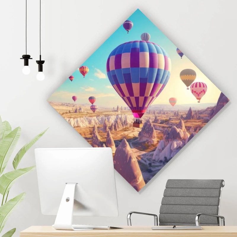 Poster Eindrucksvolle Ballonfahrt über Landschaft Raute