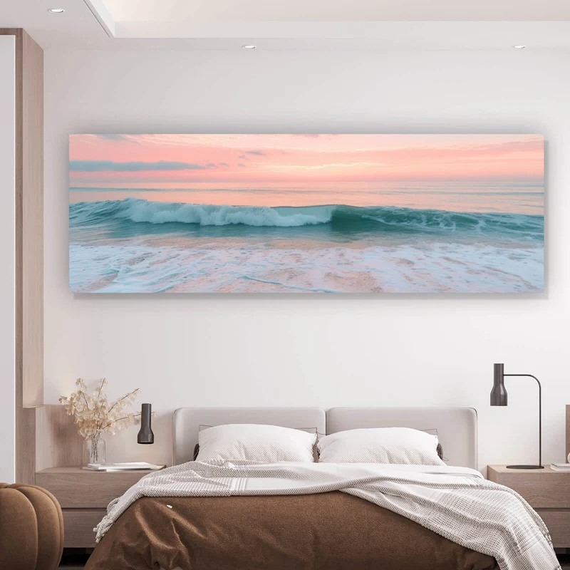 Leinwandbild Beruhigendes Meer am Strand Panorama