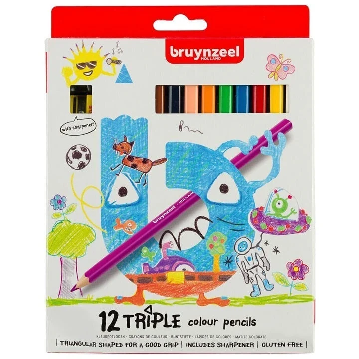 Bruynzeel Holland Triangular Colored Pencils, Set of 12