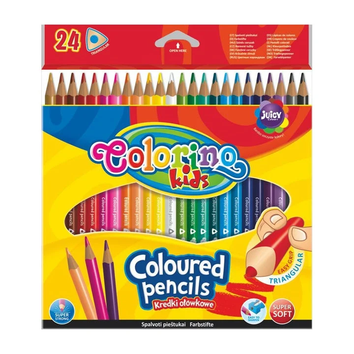 Colorino Triangular Colored Pencils for Kids, 24 pcs