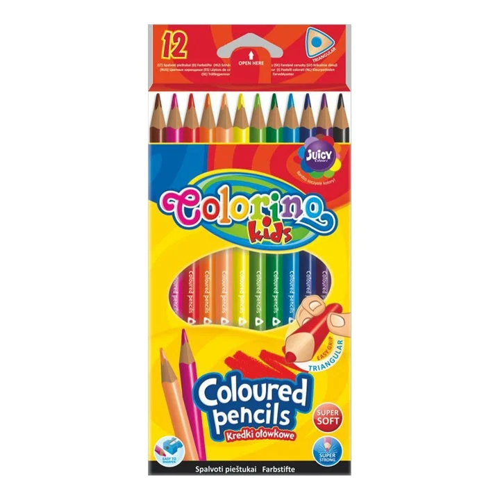 Colorino Triangular Colored Pencils for Kids, Set of 12