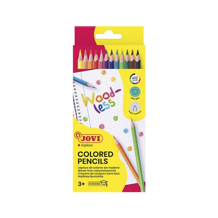 JOVI Triangular Woodless Colored Pencils, Set of 12