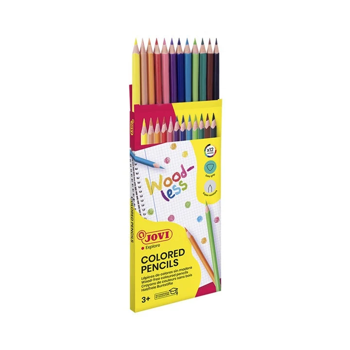 JOVI Triangular Woodless Colored Pencils, Set of 12