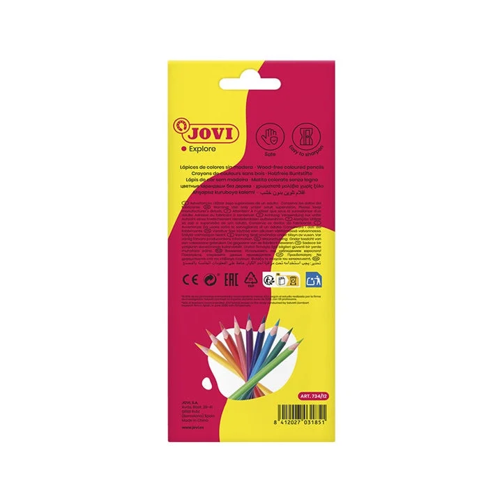 JOVI Triangular Woodless Colored Pencils, Set of 12