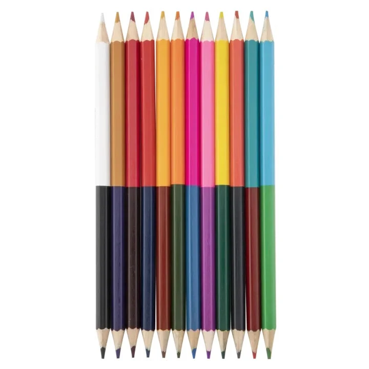 Set of 12 Double-Sided Coloring Pencils, 24 Colors