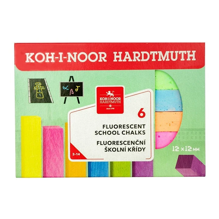 KOH-I-NOOR Fluorescent School Chalks, Set of 6 Colors