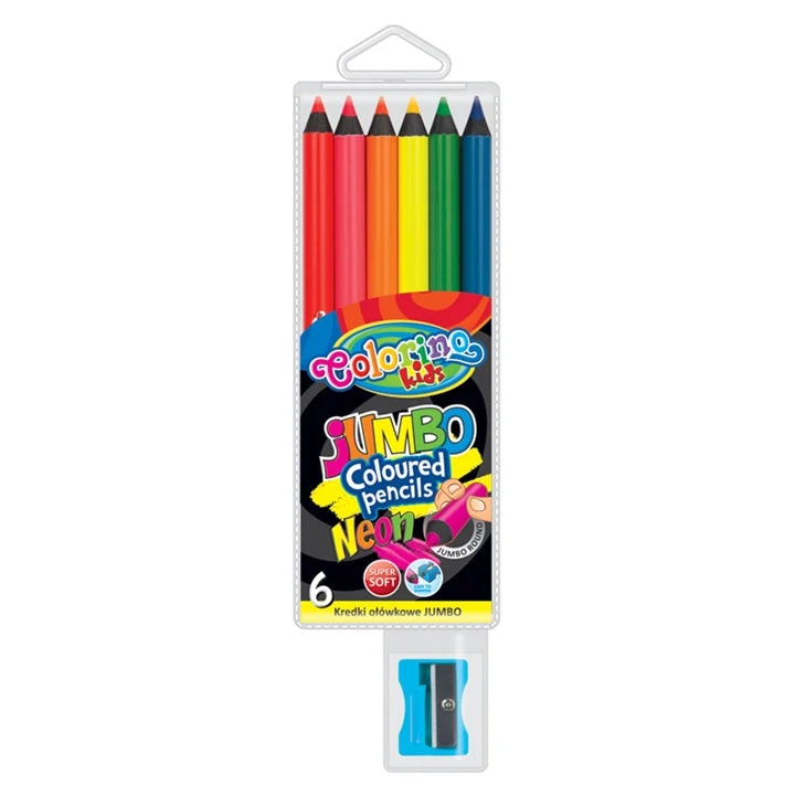 Neon JUMBO Colored Pencils with Sharpener, Set of 6