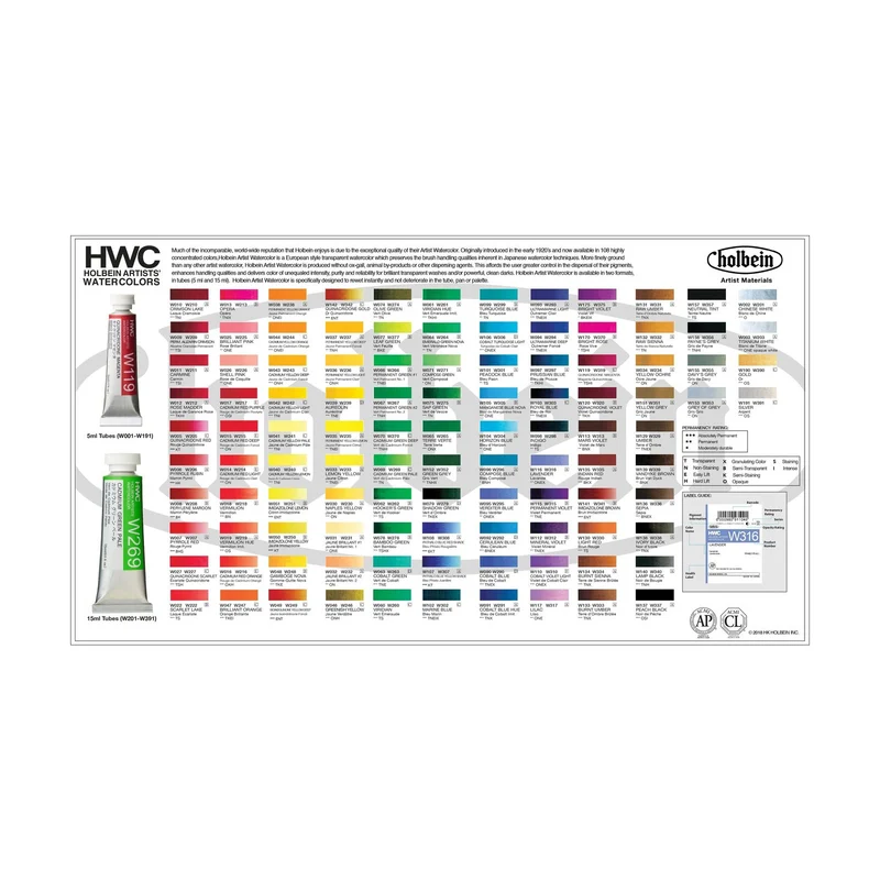 Holbein Artists Professional Watercolor Paints 15 ml | White and Black Shades