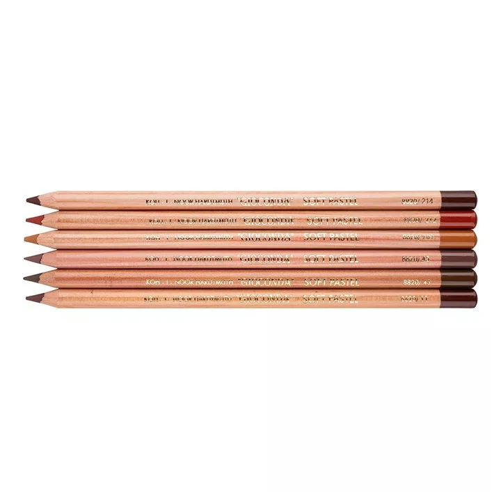 Gioconda Pastel Pencil Set, 6 pcs, Earth Tones