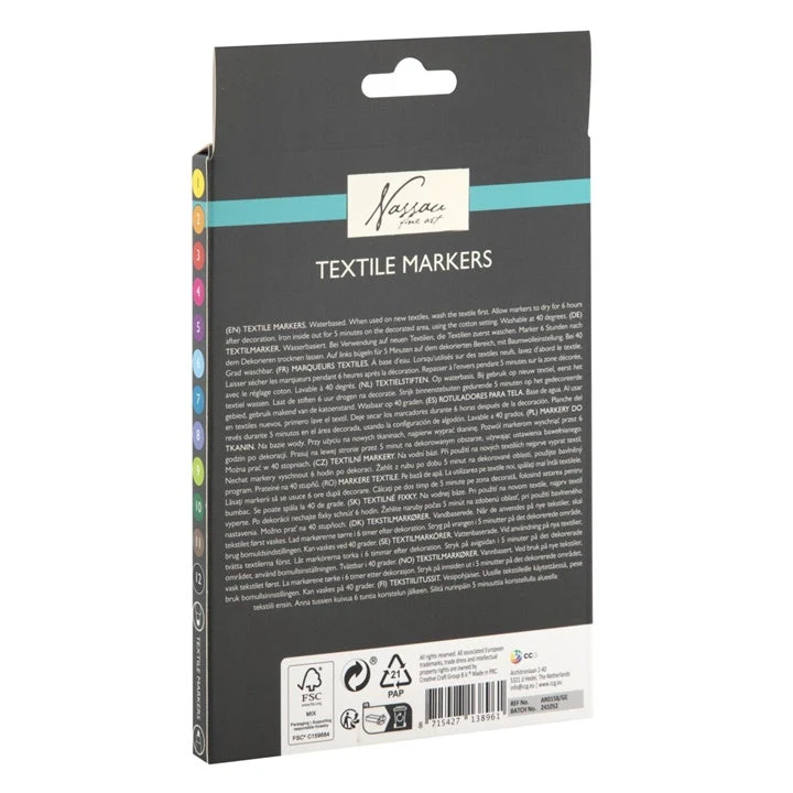 Nassau Double-Sided Fabric Markers, Set of 12