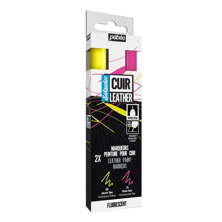 Pebeo Setacolor Leather Markers, Fluorescent Set of 2