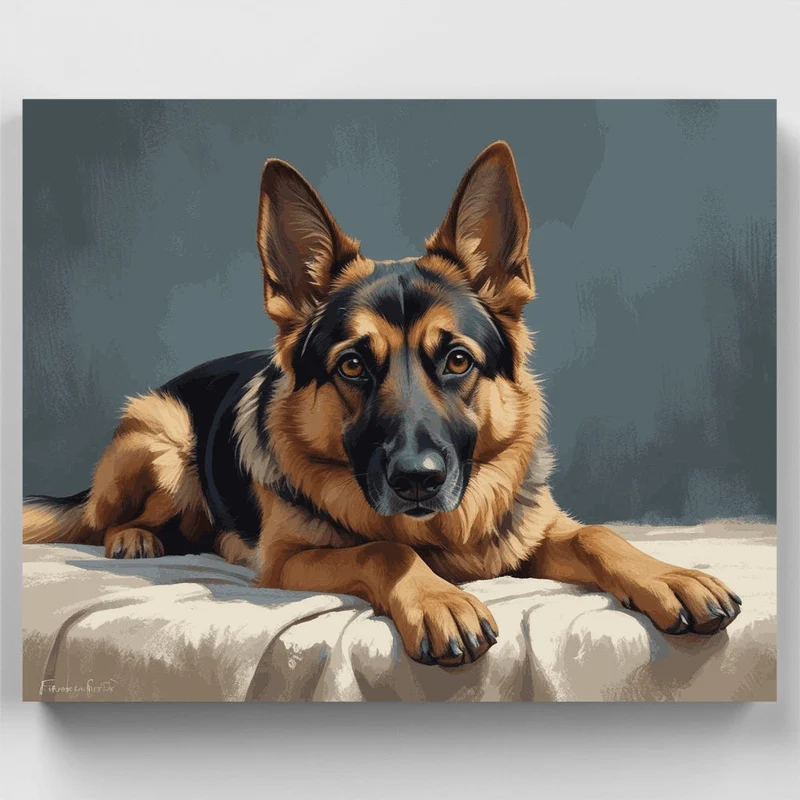 Regal German Shepherd Lying Down - Paint by Numbers Kit
