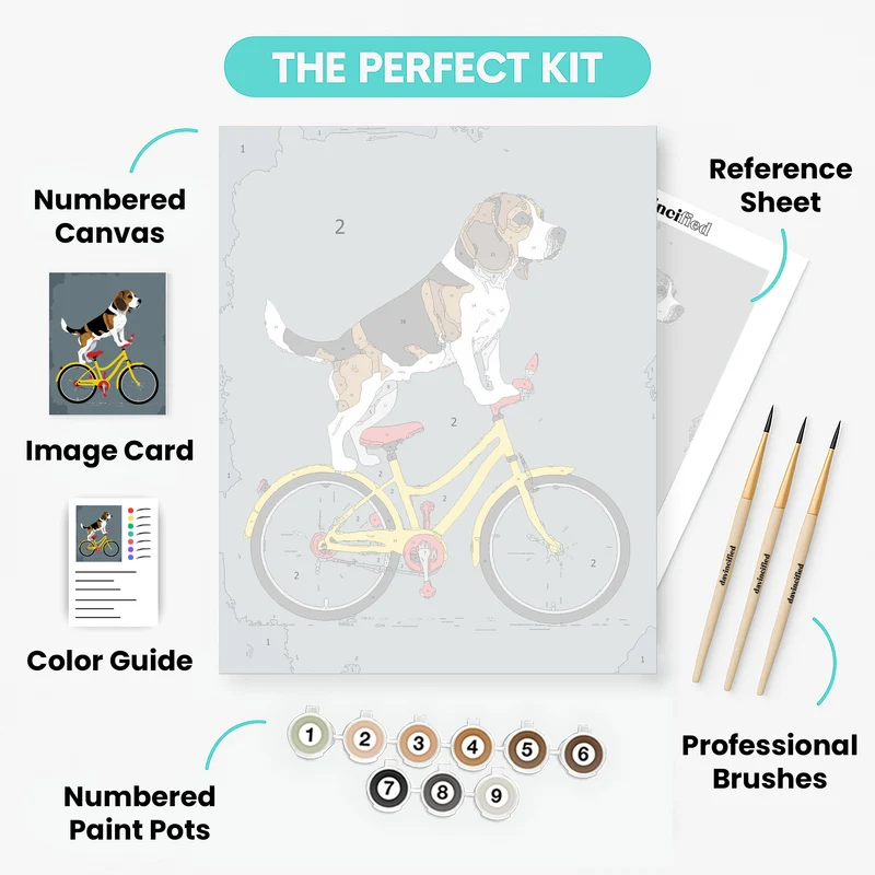 Beagle on a Bicycle - Paint by Numbers Kit