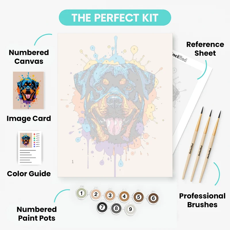 Vibrant Rottweiler Pop Art - Paint by Numbers Kit
