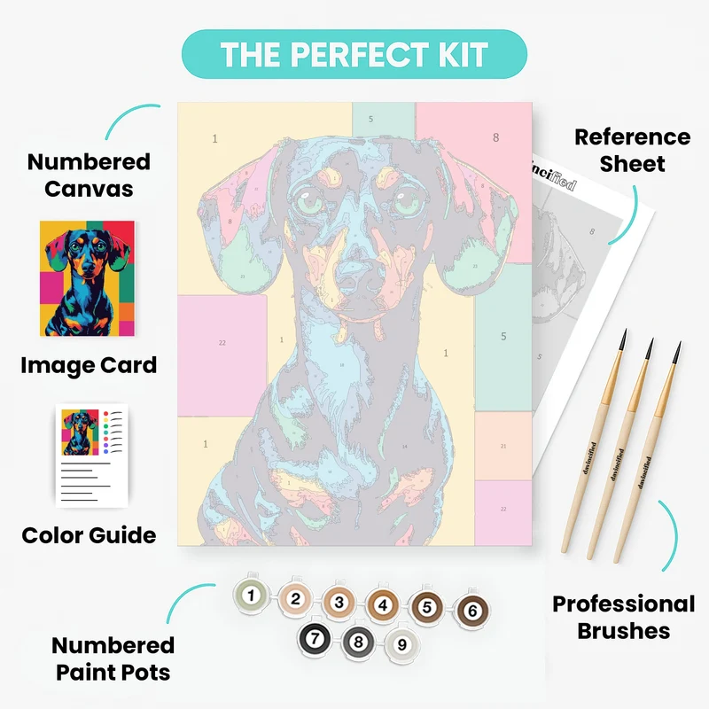 Vibrant Pop Art Dachshund Portrait - Paint by Numbers Kit