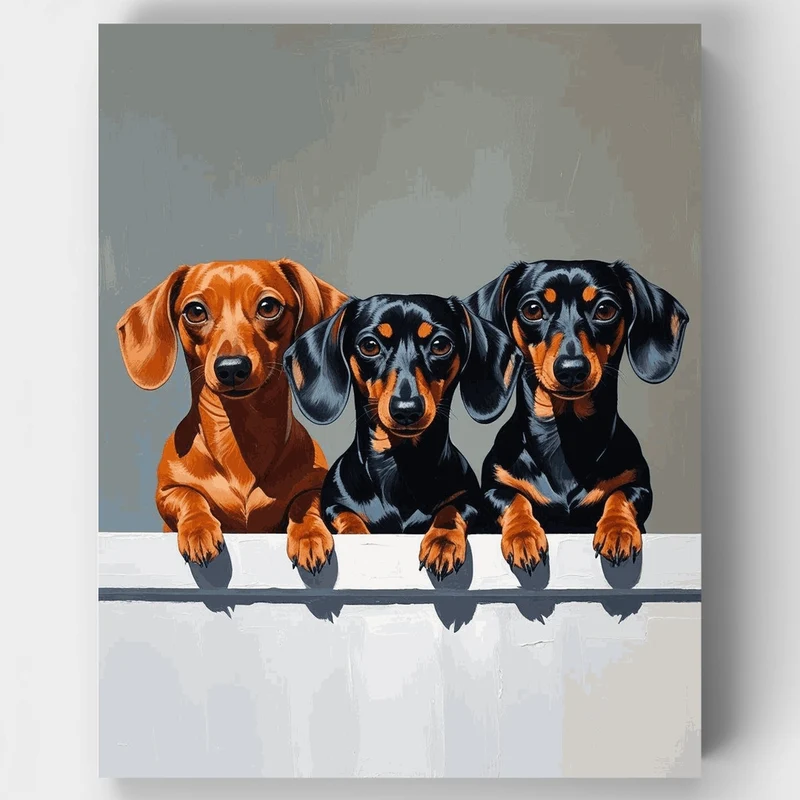 Three Dachshunds - Paint by Numbers Kit