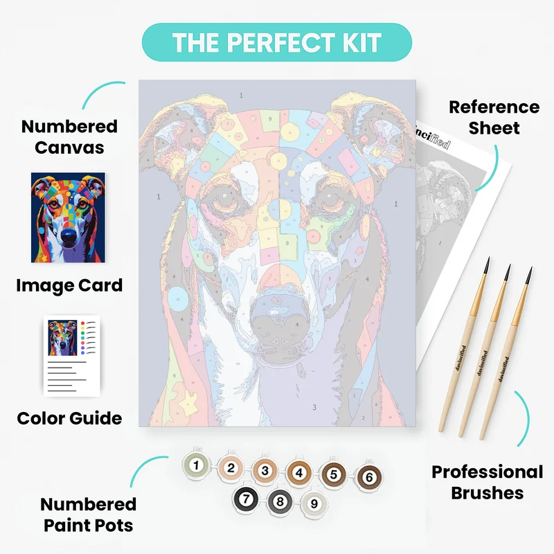 Colorful Greyhound Portrait - Paint by Numbers Kit