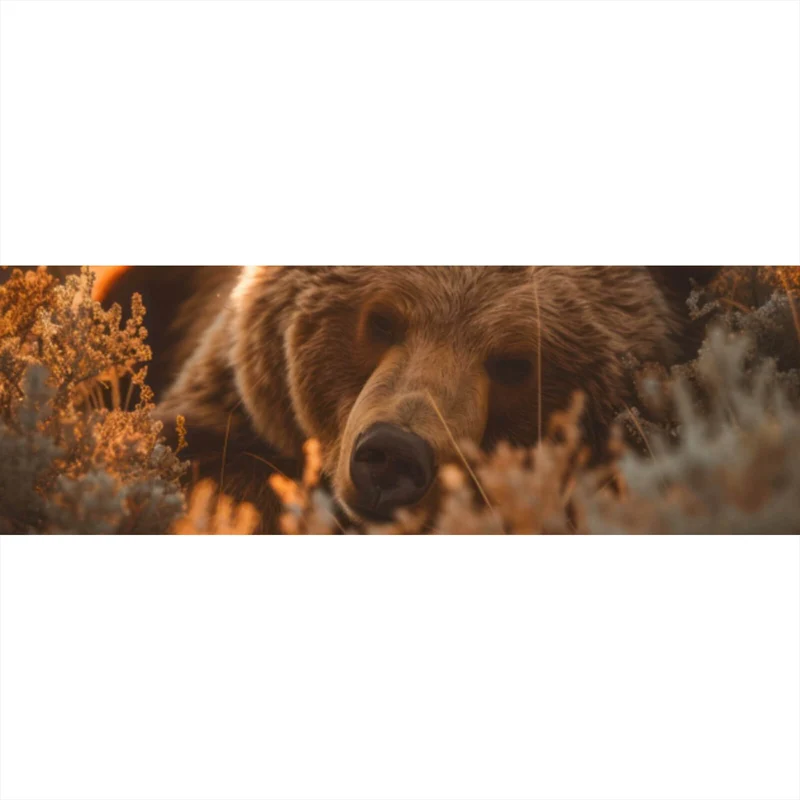 Aluminiumbild gebürstet Schlafender Bär im Sonnenlicht Panorama