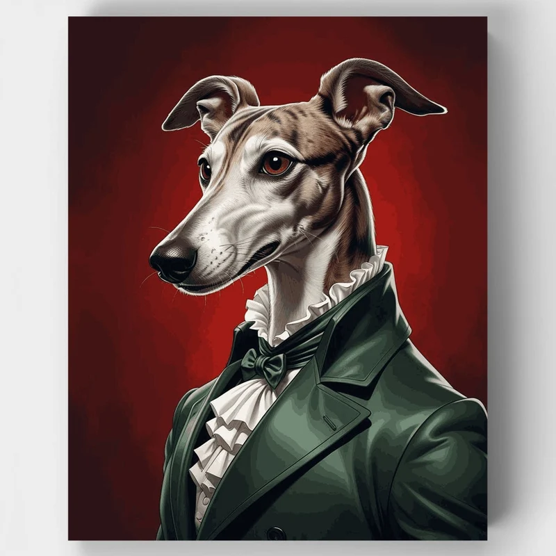 Elegant Greyhound in Victorian Attire - Paint by Numbers Kit