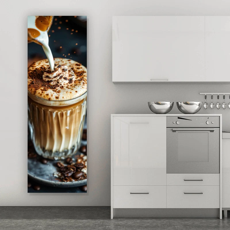 Aluminiumbild Edler Kaffee Genuss mit Sahnehaube Panorama Hoch