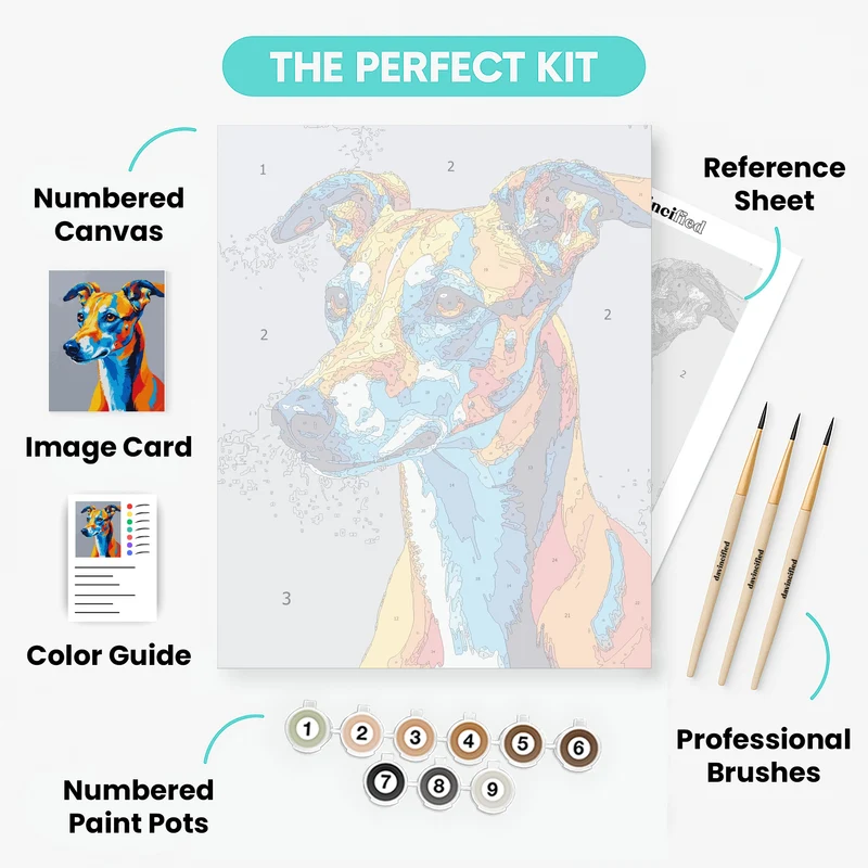 Vibrant Greyhound Portrait - Paint by Numbers Kit