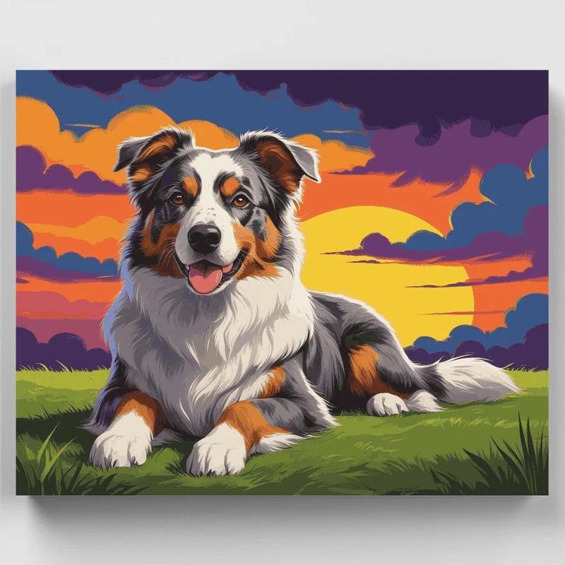Australian Shepherd at Sunset - Paint by Numbers Kit