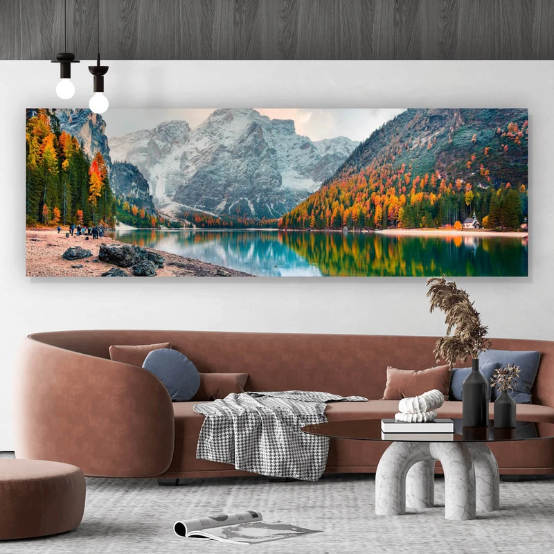 Spannrahmenbild Berglandschaft mit Spiegelung im See Panorama