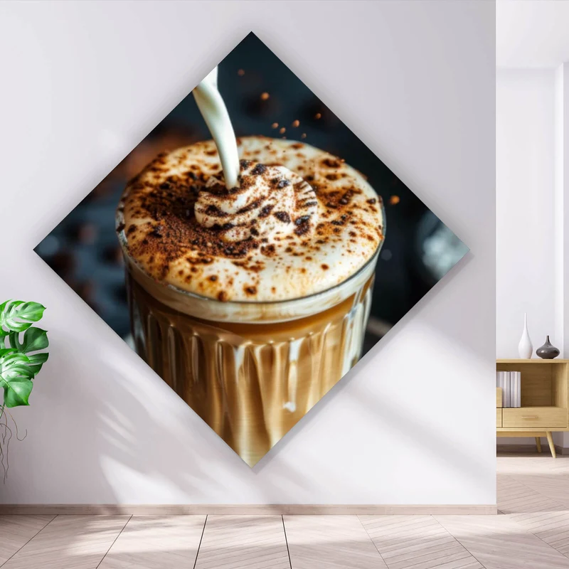 Aluminiumbild Edler Kaffee Genuss mit Sahnehaube Raute