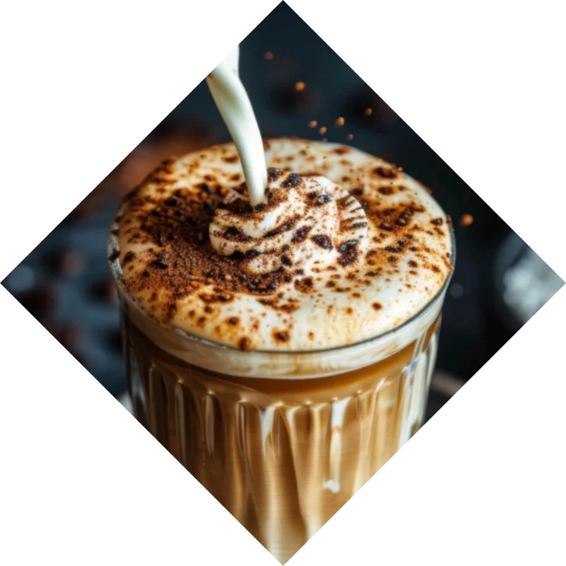 Aluminiumbild Edler Kaffee Genuss mit Sahnehaube Raute