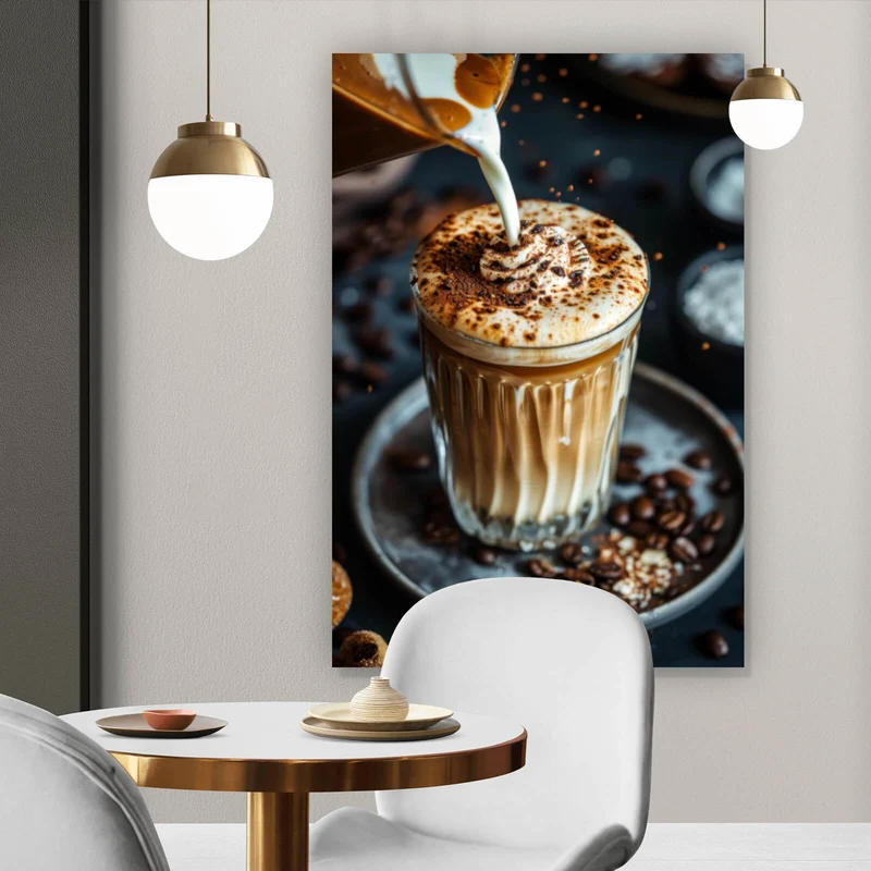 Aluminiumbild Edler Kaffee Genuss mit Sahnehaube Hochformat