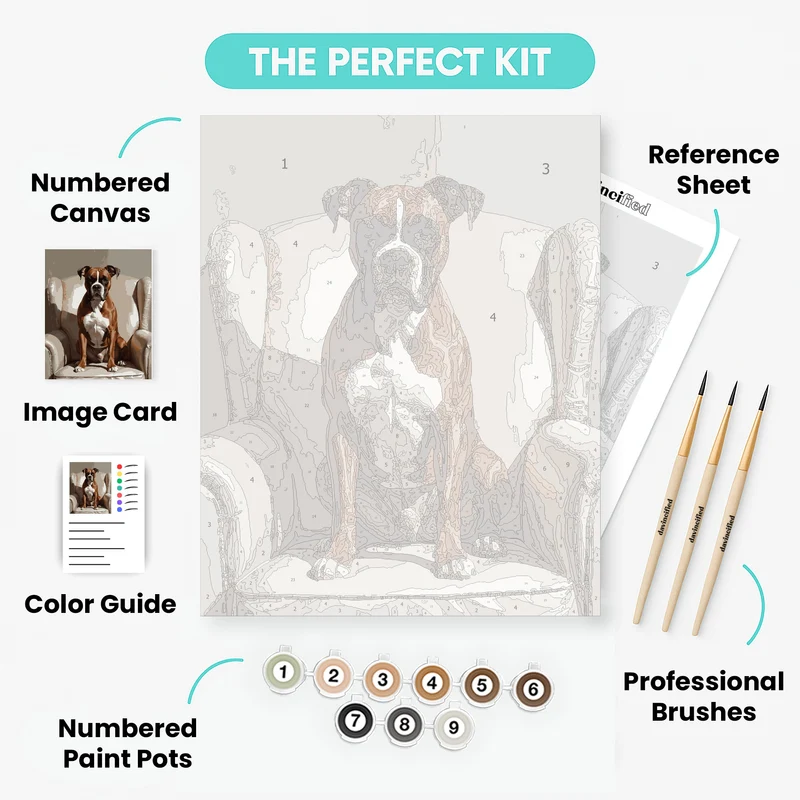 Regal Boxer Dog Portrait - Paint by Numbers Kit