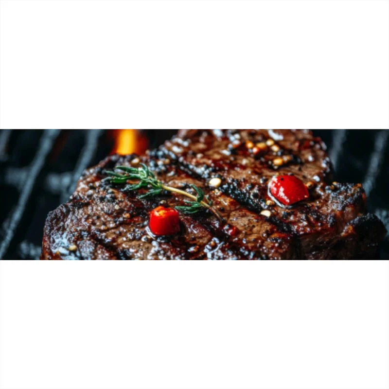 Aluminiumbild Saftiges Steak Grill Genuss Panorama