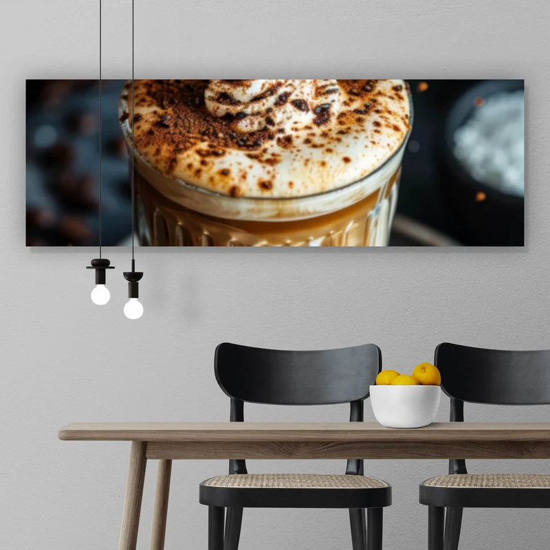 Aluminiumbild gebürstet Edler Kaffee Genuss mit Sahnehaube Panorama