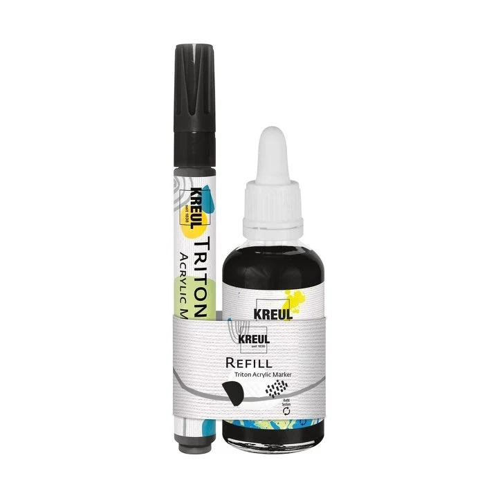 KREUL Triton Acrylic Marker Refill, Black Set
