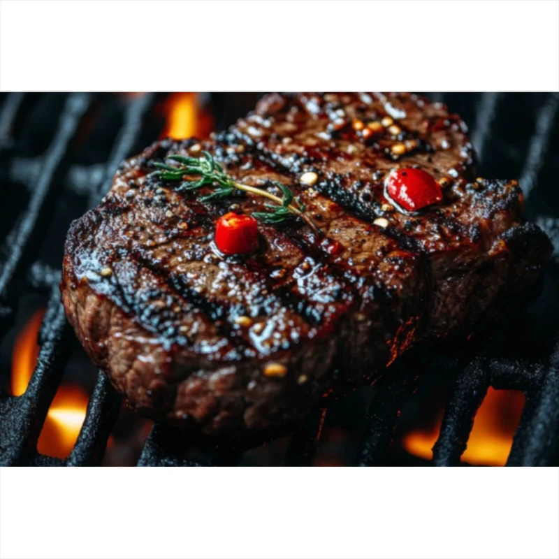 Acrylglasbild Saftiges Steak Grill Genuss Querformat
