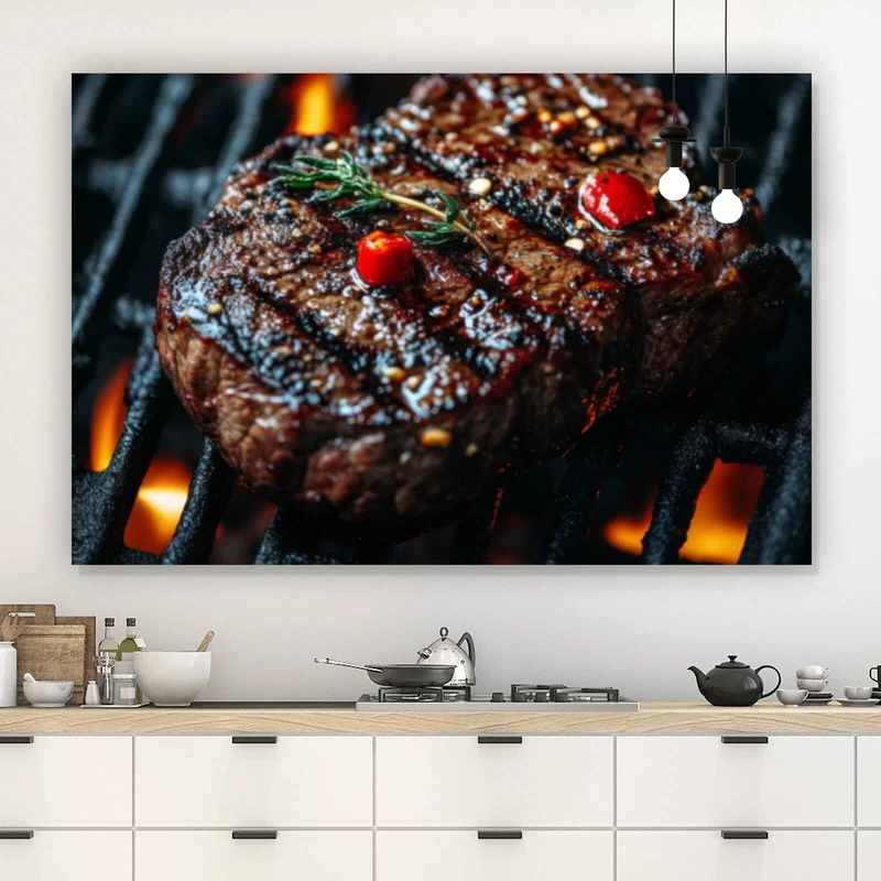 Poster Saftiges Steak Grill Genuss Querformat