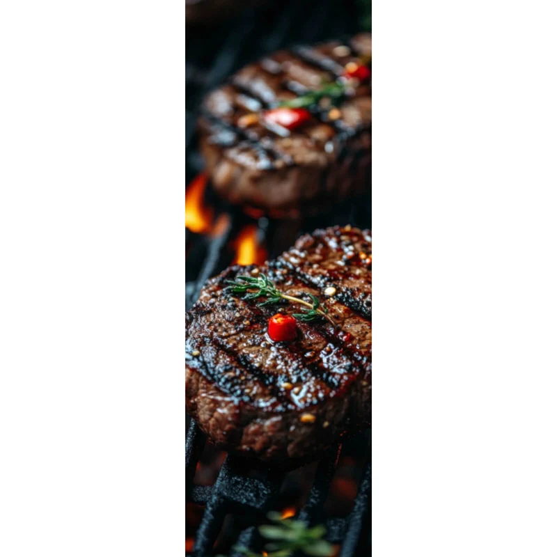 Spannrahmenbild Saftiges Steak Grill Genuss Panorama Hoch
