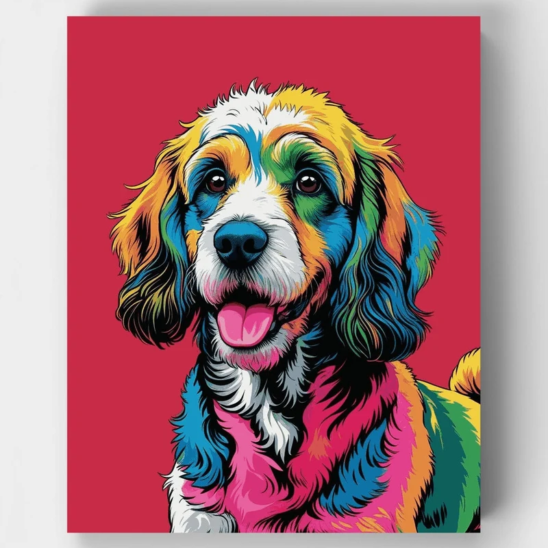 Vibrant Rainbow Cockapoo - Paint by Numbers Kit